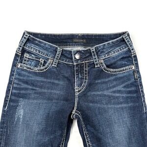 Silver Jeans Co Womens Dark Wash Straight Leg Thick Stitch Denim Size‎ 28x30